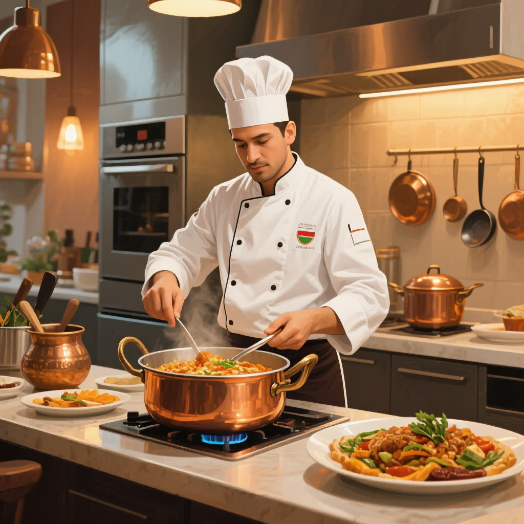 Aşpaz mətbəxdə iş görür